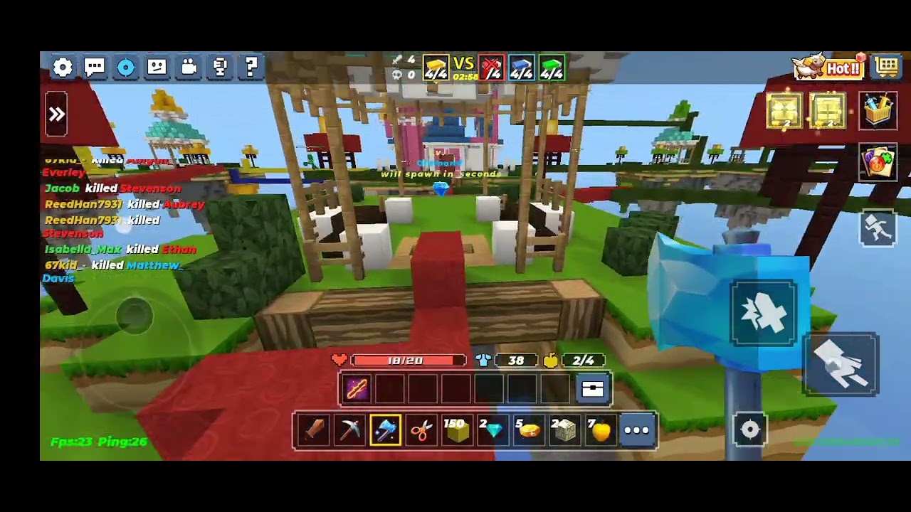 Playing bedwars in BlockManGo