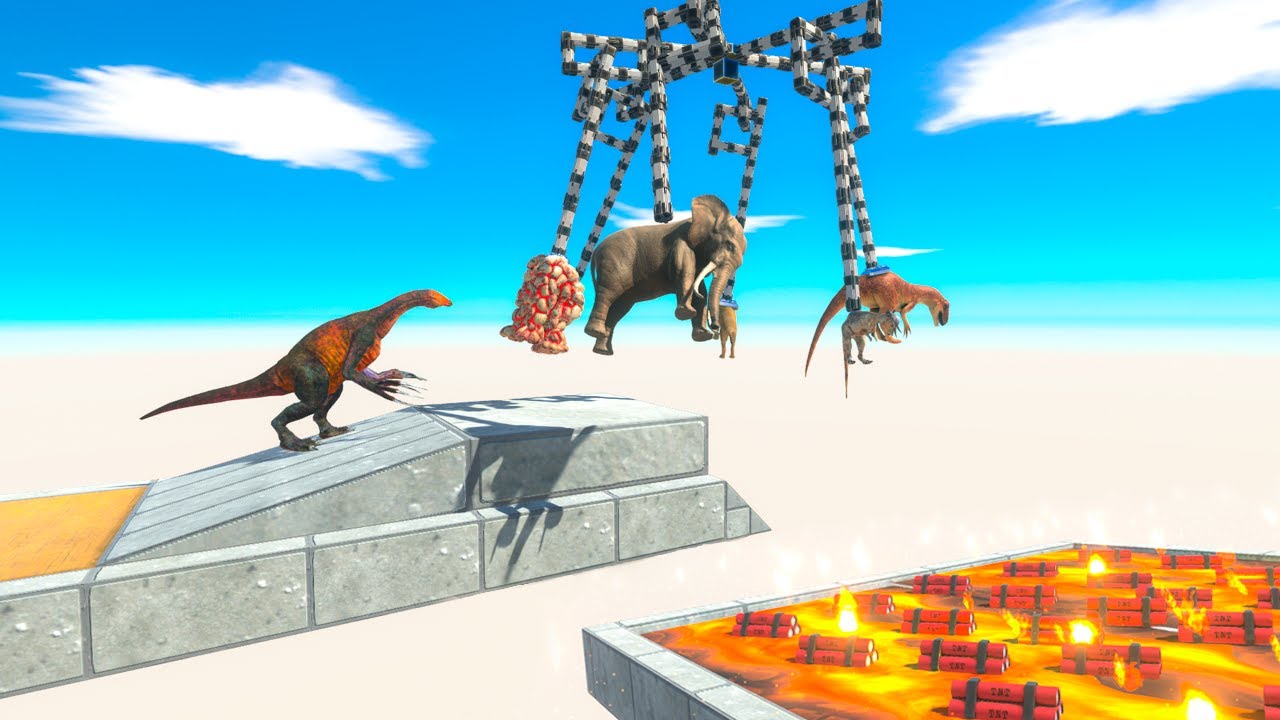 Suspended Animal Trap with Dynamited Lava - Animal Revolt Battle Simulator