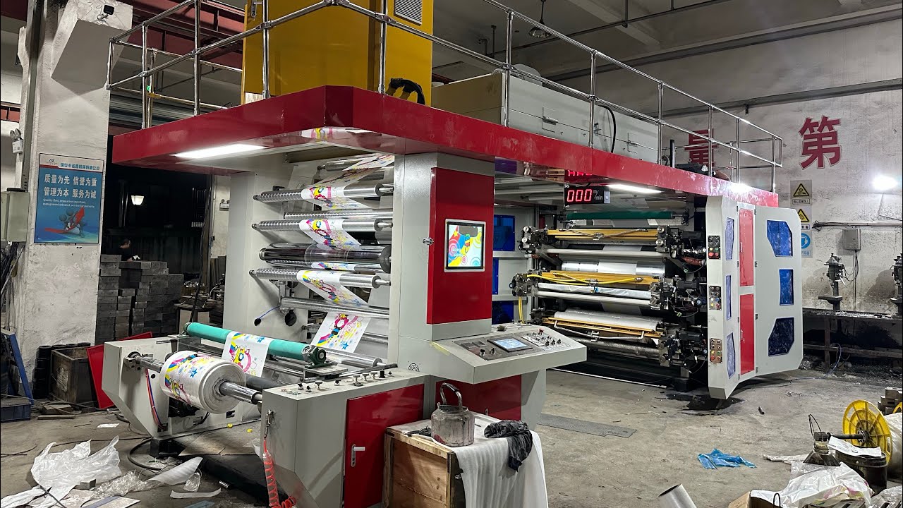 Center drum 6 color flexo printer for plastic