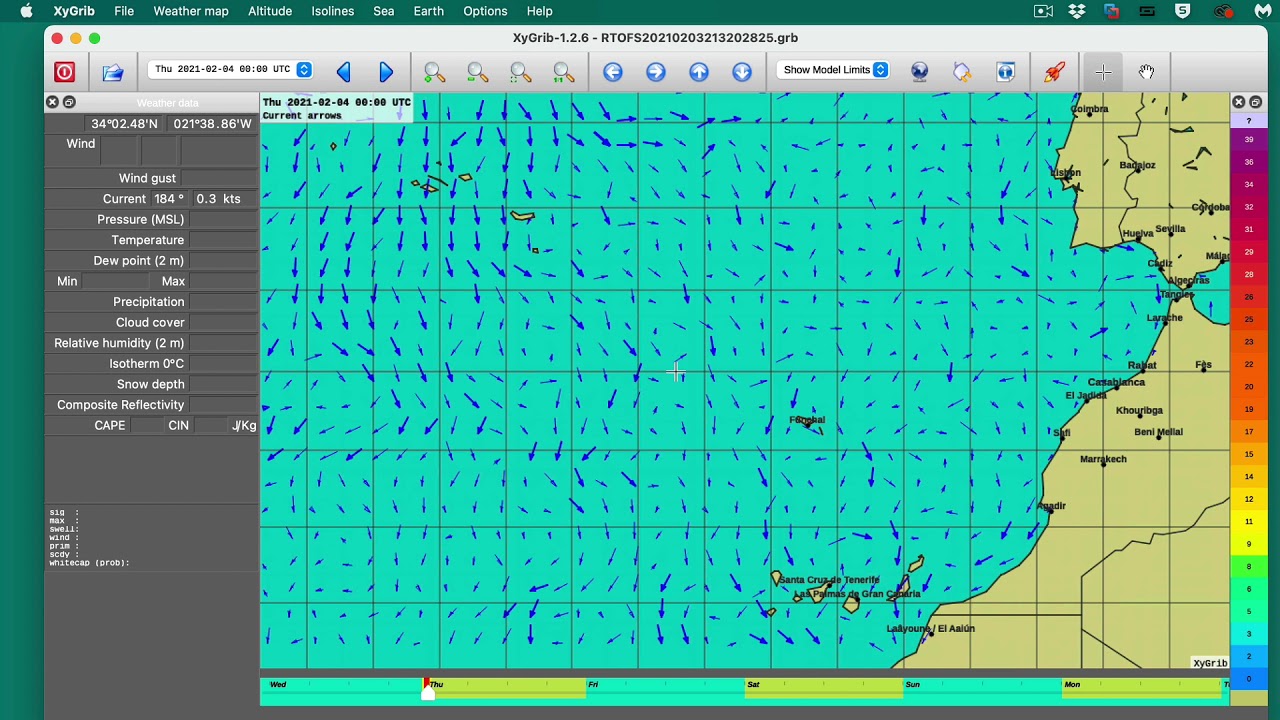 Viewing Ocean Current Data (RTOFS) in XyGrib
