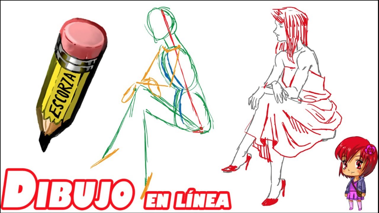 como dibujar una chica sentada parte 1