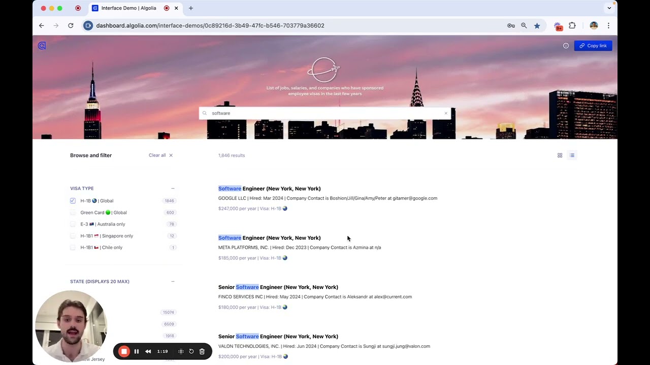 Demo of US Visa Database to land your dream job