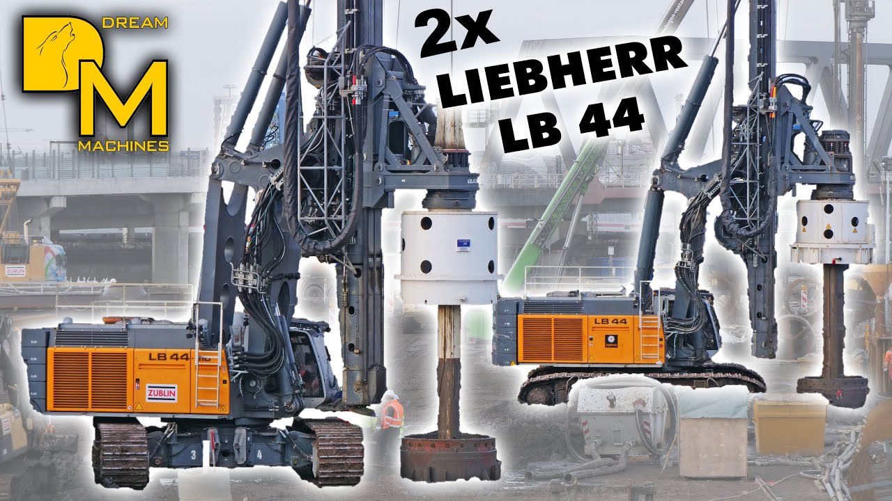 On-site operation Deepest foundations ever drilled in Germany! 2x LIEBHERR LB44 drill rig & HS 885