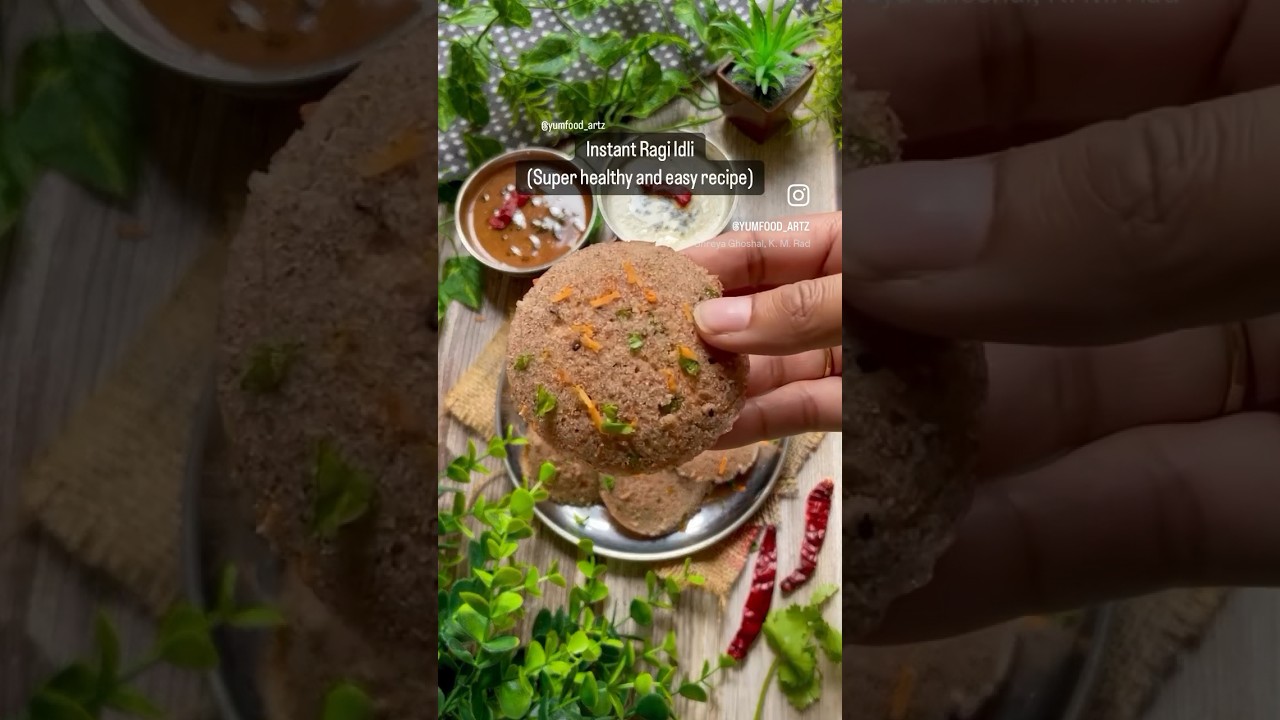 Instant Ragi Idli .. Super healthy and easy Finger Millet Idli Recipe #milletsrecipe #shorts #yt