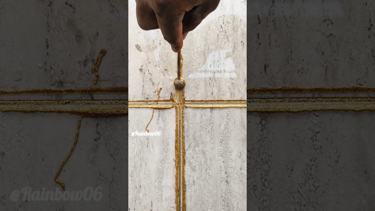 Golden Epoxy Grout Filling process