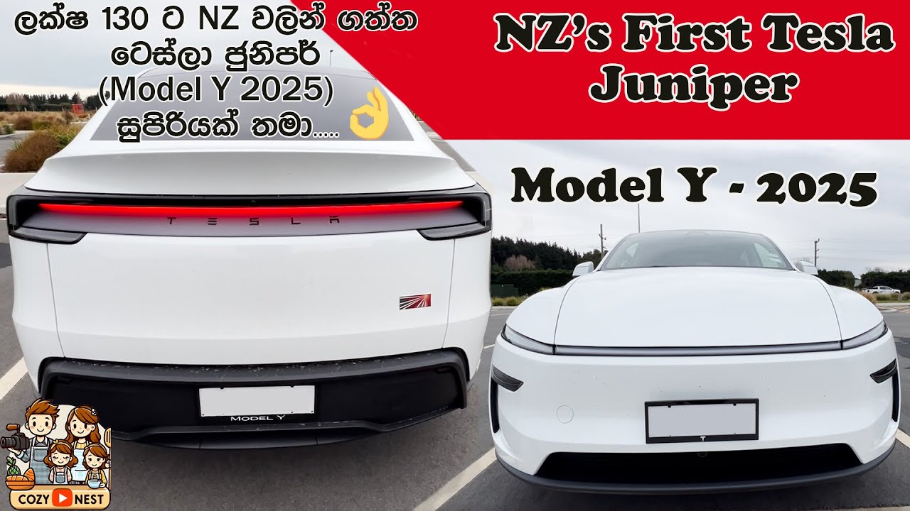 අපේ ගමේ කොල්ලෙක් බස්සපු Tesla Model Y 2025 Juniper | Review🚗 | Lankan living in NZ | Sinhala Vlog 16