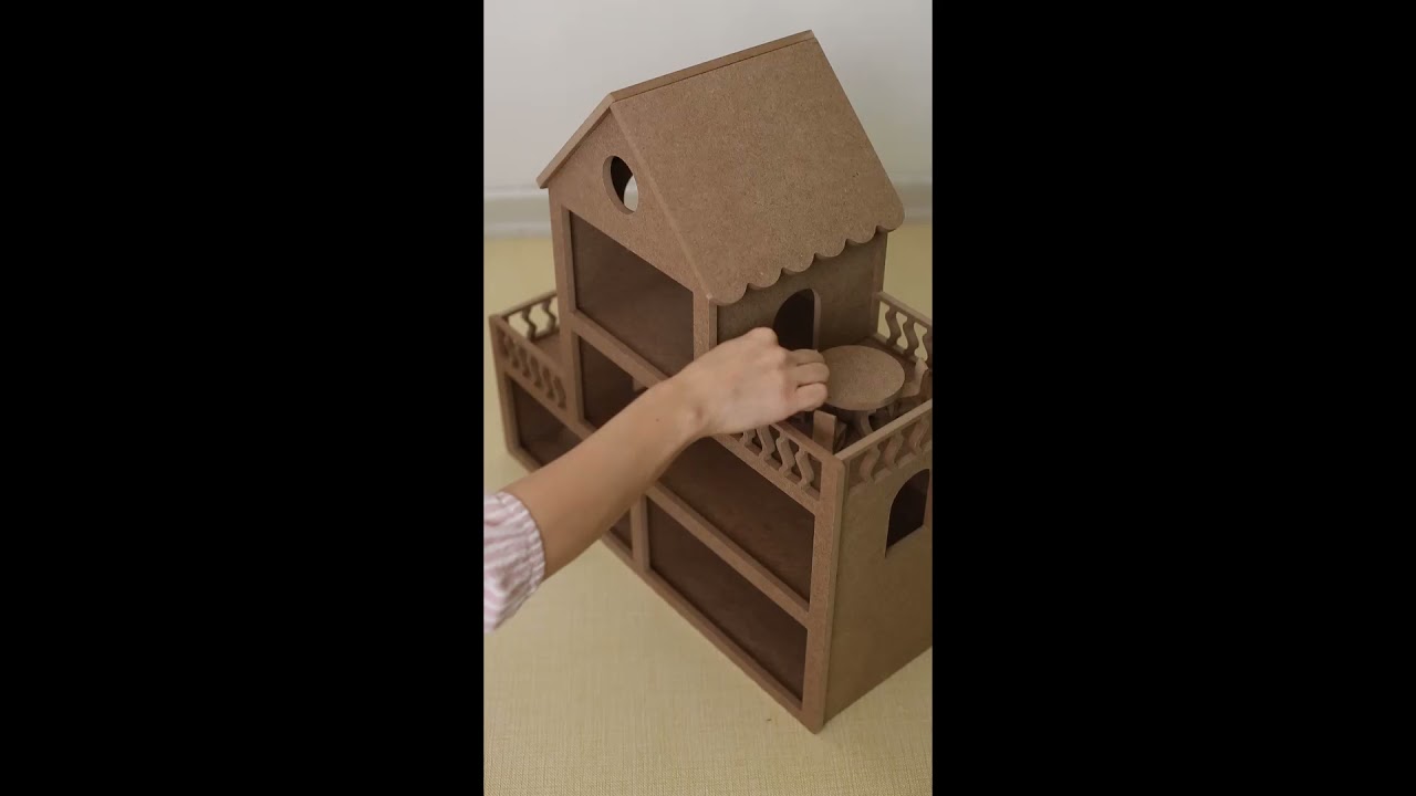 &Ouml;zka Hobi Ahşap Ahşap Oyuncak Barbie Evi Kurulumu ( BE02 - Verandalı )