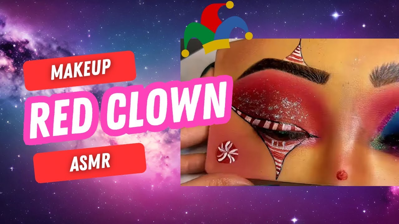 CLOWN RED EYESHADOW ASMR + MOUTH SOUNDS