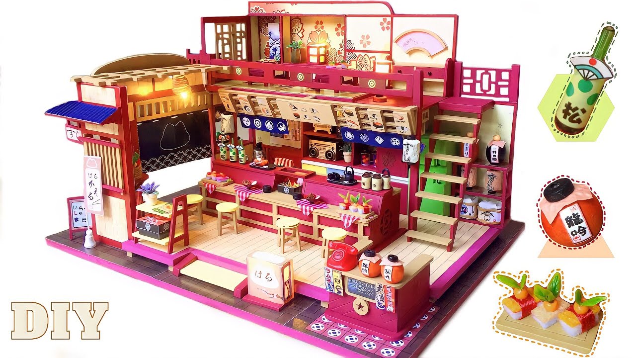 DIY Miniature Dollhouse Kit | Japanese Restaurant (Sushi, Udon) |  Miniature with Jenny