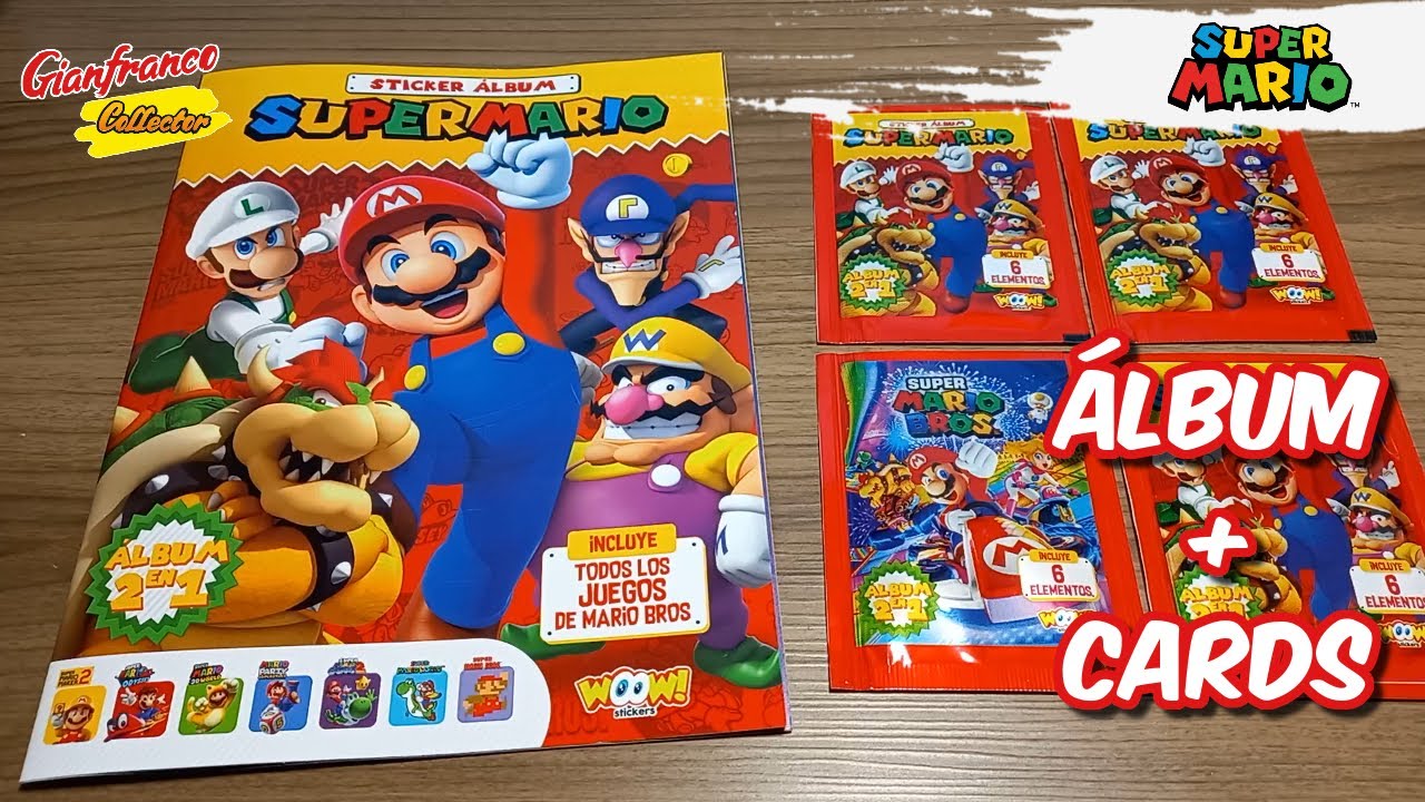 Álbum 2 en 1 Super Mario: Todos los Juegos de Mario Bros - Woow Stickers
