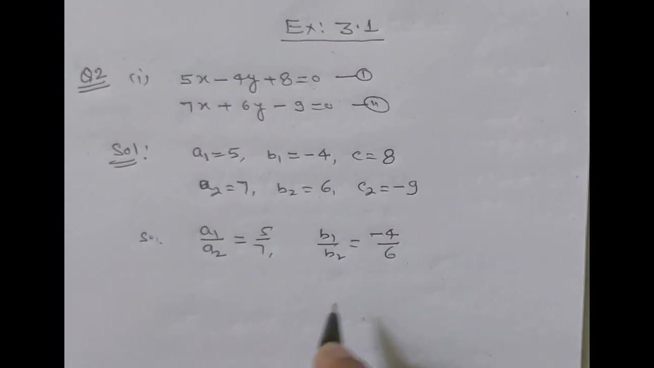 Class 10th math:Pair of linear equation in two variables ex :3.1