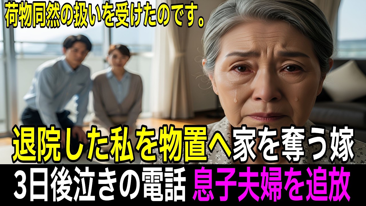 【スカッと】退院した私に「部屋は物置ｗ」と家を追い出した嫁。実はこの家, 私の名義だと知らず…3日後, 嫁から震える声で電話がｗ