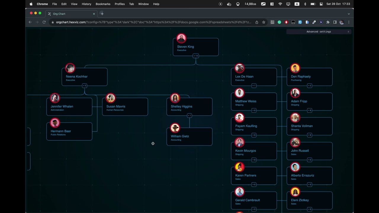 Just 60 Seconds to create and integrate org chart, from your data, in your website.