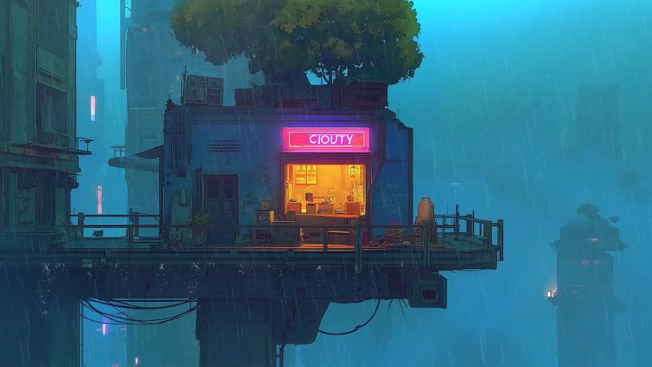 Chill Cyberpunk Lofi ☔ Relaxing Night Lofi Rain Sound | Lofi Hip Hop Music