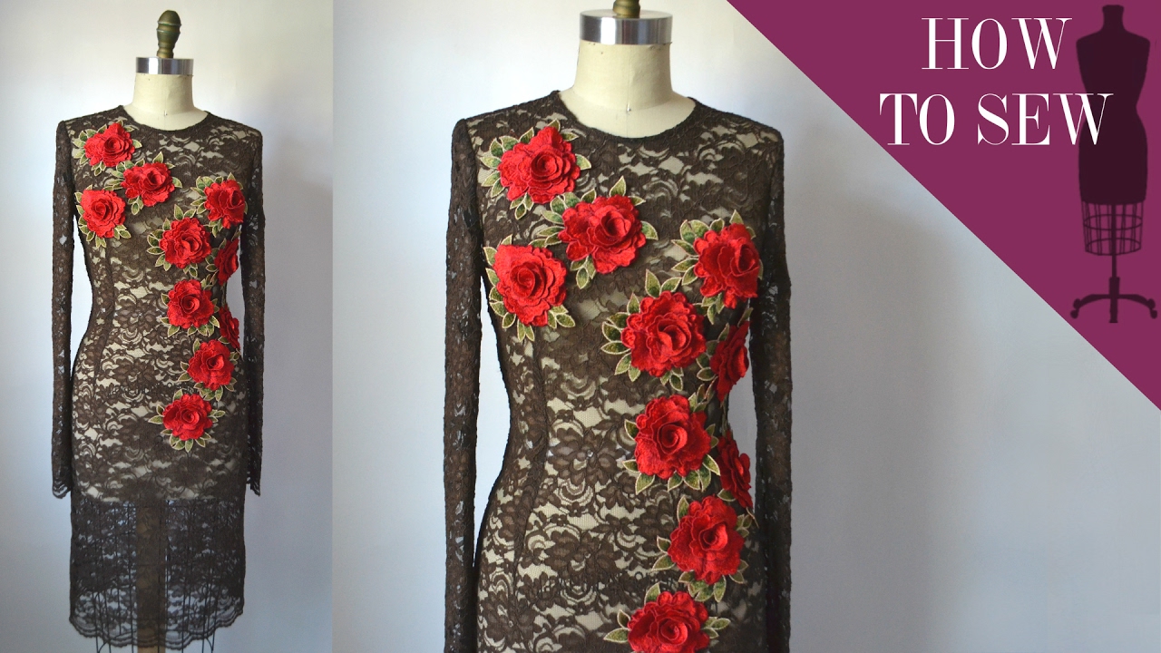 How To Sew A Lace Flower Applique Sheath Dress