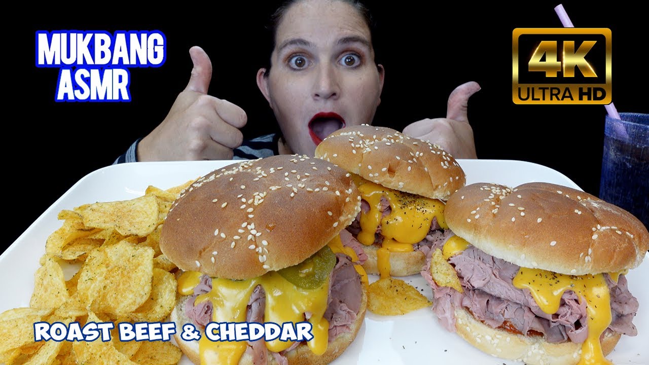 [ASMR MUKBANG] ROAST BEEF & CHEDDAR SANDWICHES