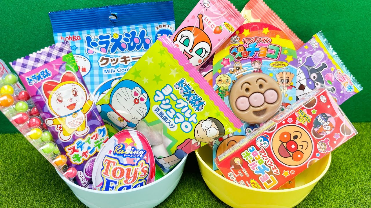 【お菓子開封ASMR】🍫🍬🌎アンパンマンのお菓子&ドラえもんのキャンディ・マシュマロ・クッキーを開封してお皿に並べてみた Anpanman Candy Unboxing✨