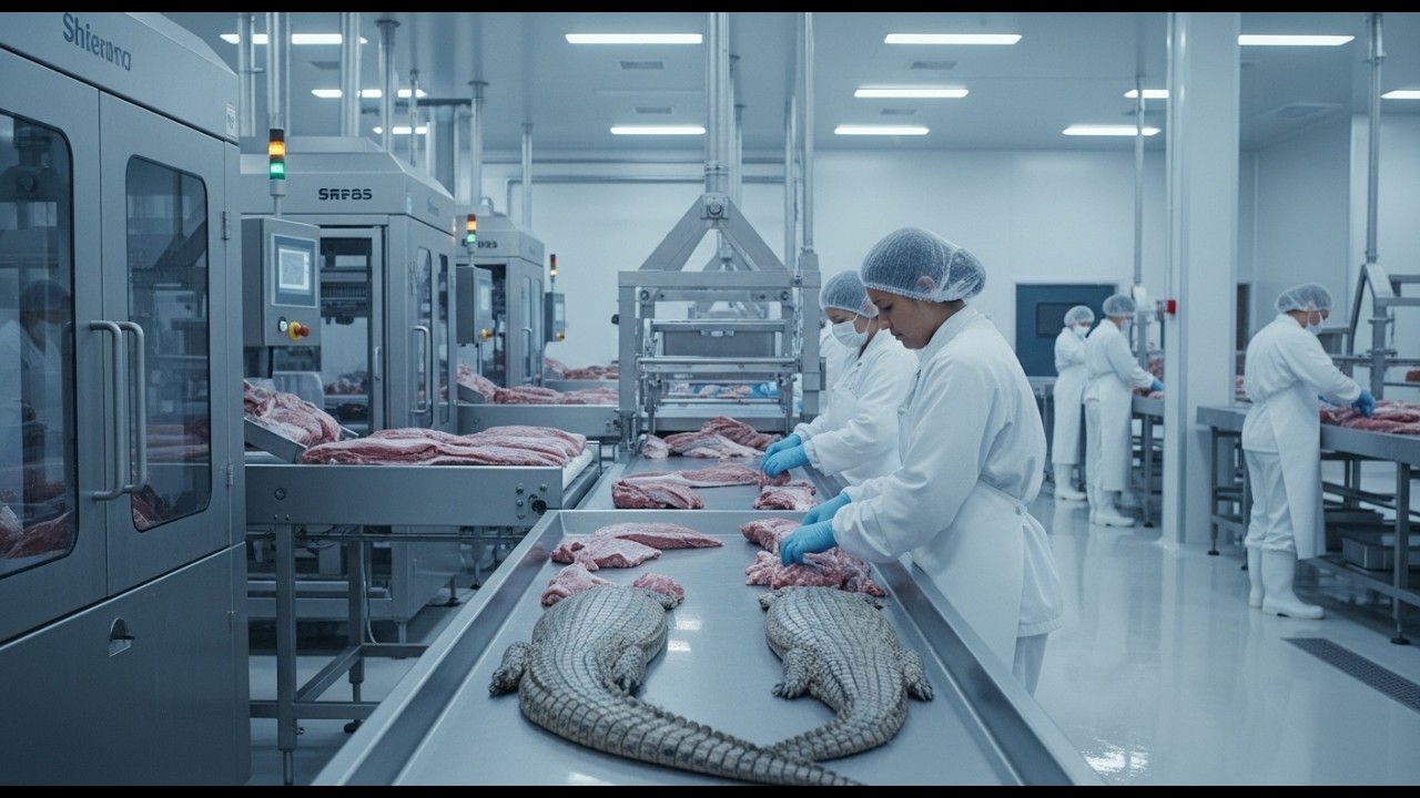 DEL COCODRILO AL EMPAQUE | DENTRO DE UNA FÁBRICA MODERNA DE CARNE | CARNE DE COCODRILO