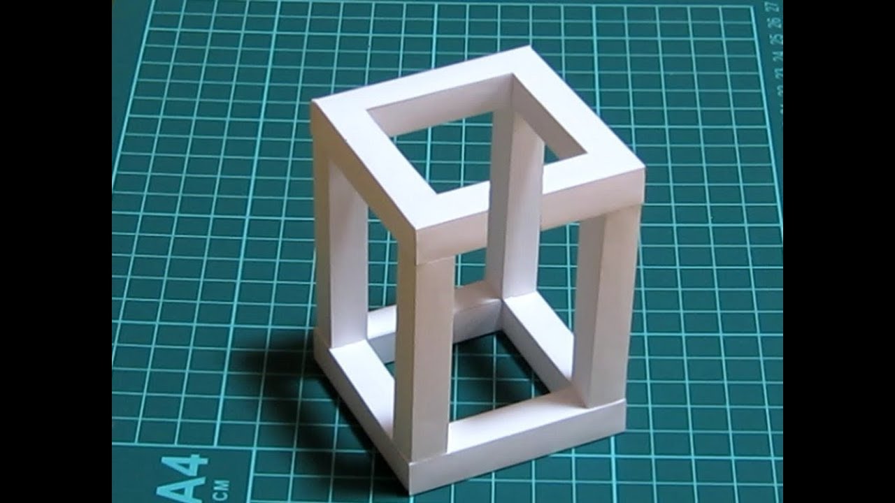 不可能立体の作り方　錯視を利用 How to make an impossible cube