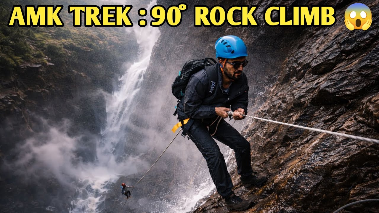 AMK Trek Part 1 | Alang Peak Climb & 90° Rock Patch + First Time Rappelling 😱 | Maharashtra