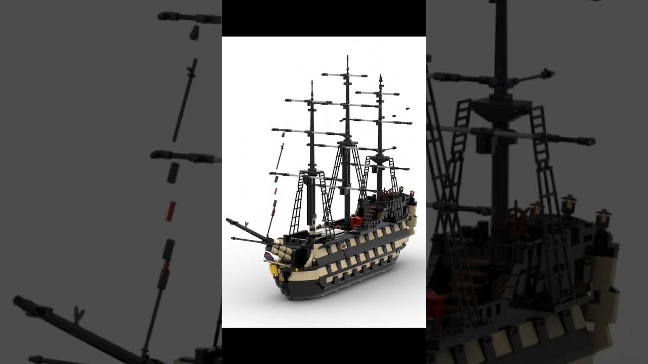 LEGO Pirate Ship Satisfying Building Animation #lego #ship #pirates #moc #moccentral #shorts