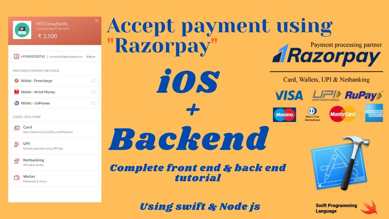 Razorpay payment gateway integration iOS and backend using swift & node