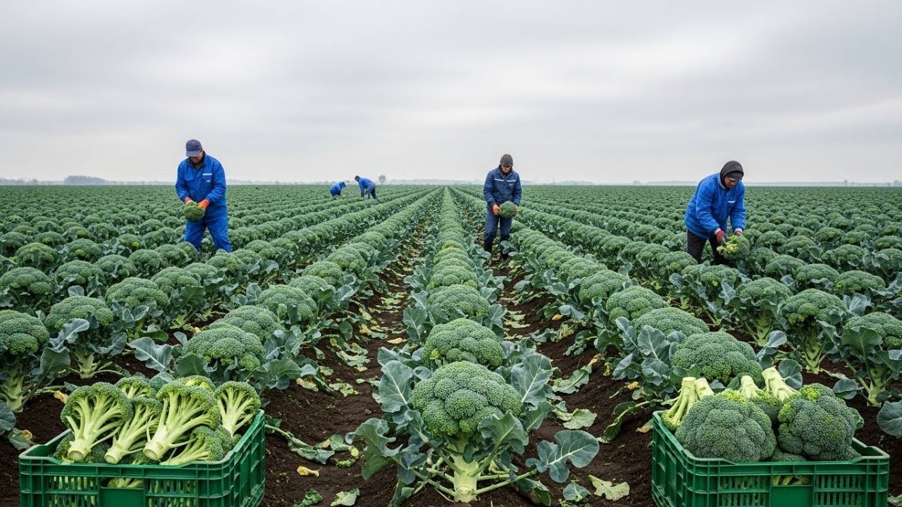 How American Farmers Harvest 1.2 Million Tons of Broccoli | Farming Documentary