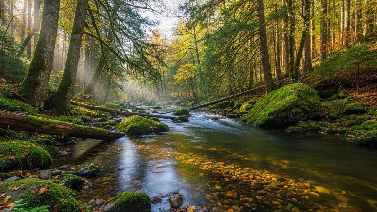 Peaceful River and Forest Ambience 🌊🌲 Flowing Water and Trees for Deep Sleep #2300