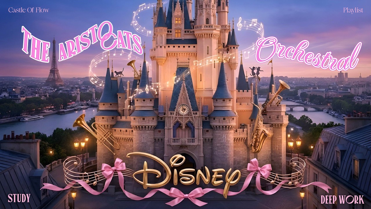 🎷 Disney The Aristocats Orchestral 🐈 Elegant Music for Focus & Study | Parisian Castle Ambience