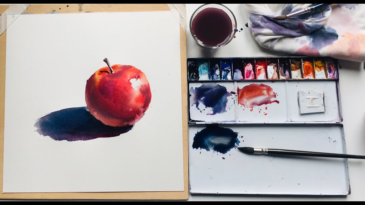 Ejercicio 6. Como pintar una Manzana con Acuarela. Video 2/2.