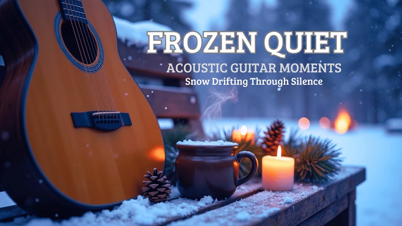 Slow Winter Evening with Soft Acoustic Guitar | Snow Falling Gently Outside