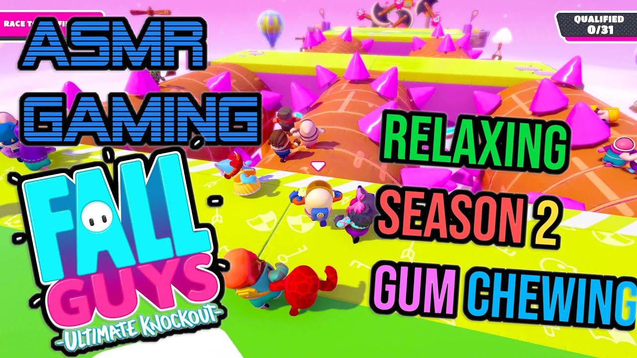 ASMR Gaming 😴 Fall Guys Season 2 Relaxing Gum Chewing 🎧🎮 Controller Sounds + Whispering 💤