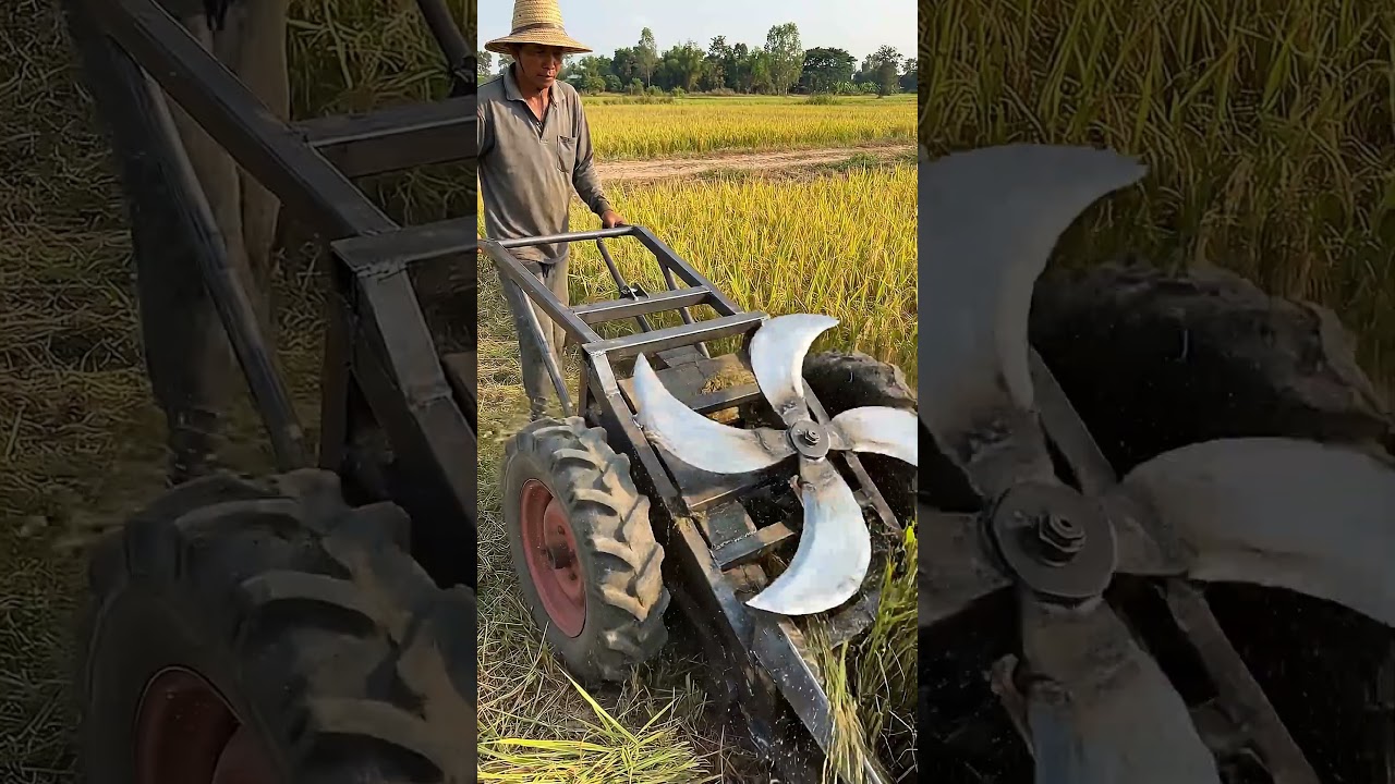 Heavy-Duty Manual Rice Cutting Machine | DIY Rotary Blade Harvester for Small Farms