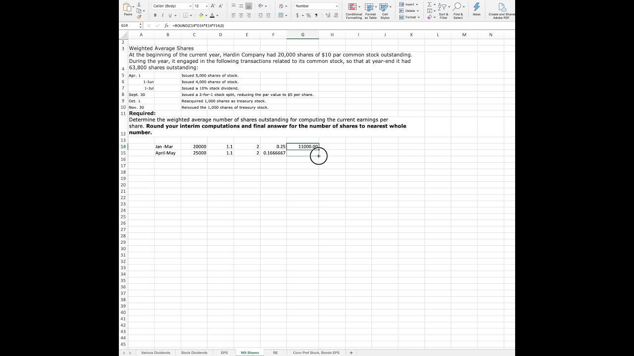Determining Weighted Average Shares Outstanding