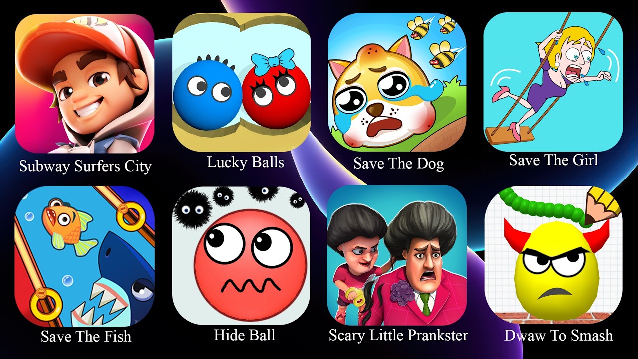 Subway Surfers City, Draw To Smash, Lucky Balls, Scary Little Prankster, Save The Girl