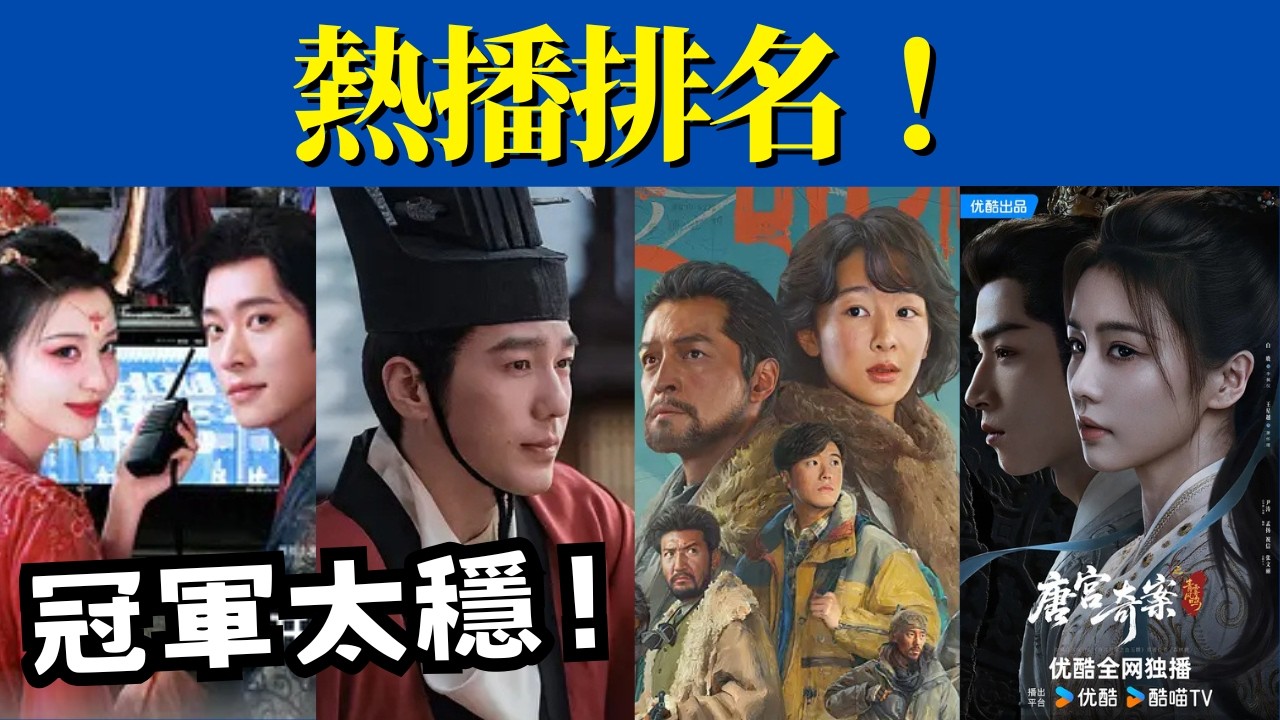目前熱播劇排名！《唐宮奇案》衝第2，第一沒懸念