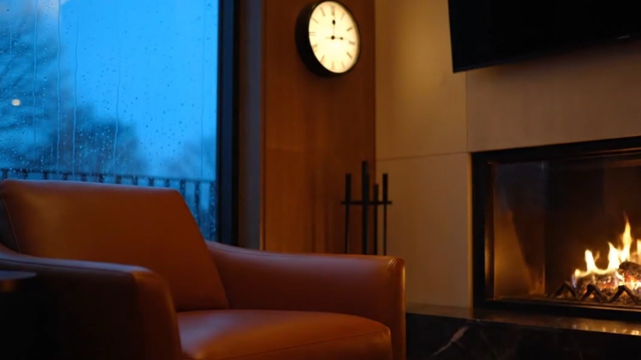 8 Hours Chill Rain and Fireplace Sound For Relaxing