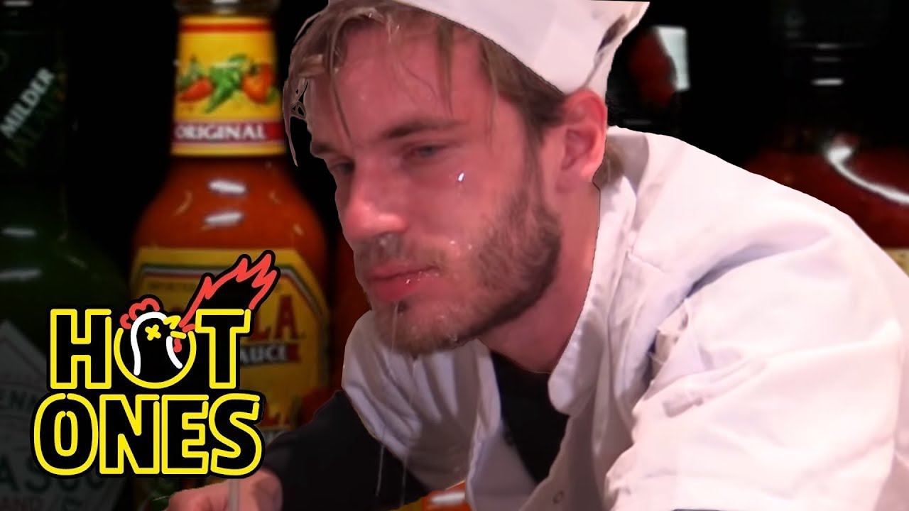 PewDiePie Loses His Beard While Eating Spicy Wings | Hot Ones
