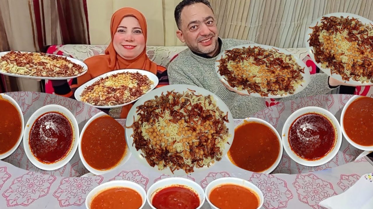تحدي💥انت وحظك💥على احلى صينيتين😋كشري🌶️ بالشطه والتحابيش يا ترى مين كسبان مع العقاب