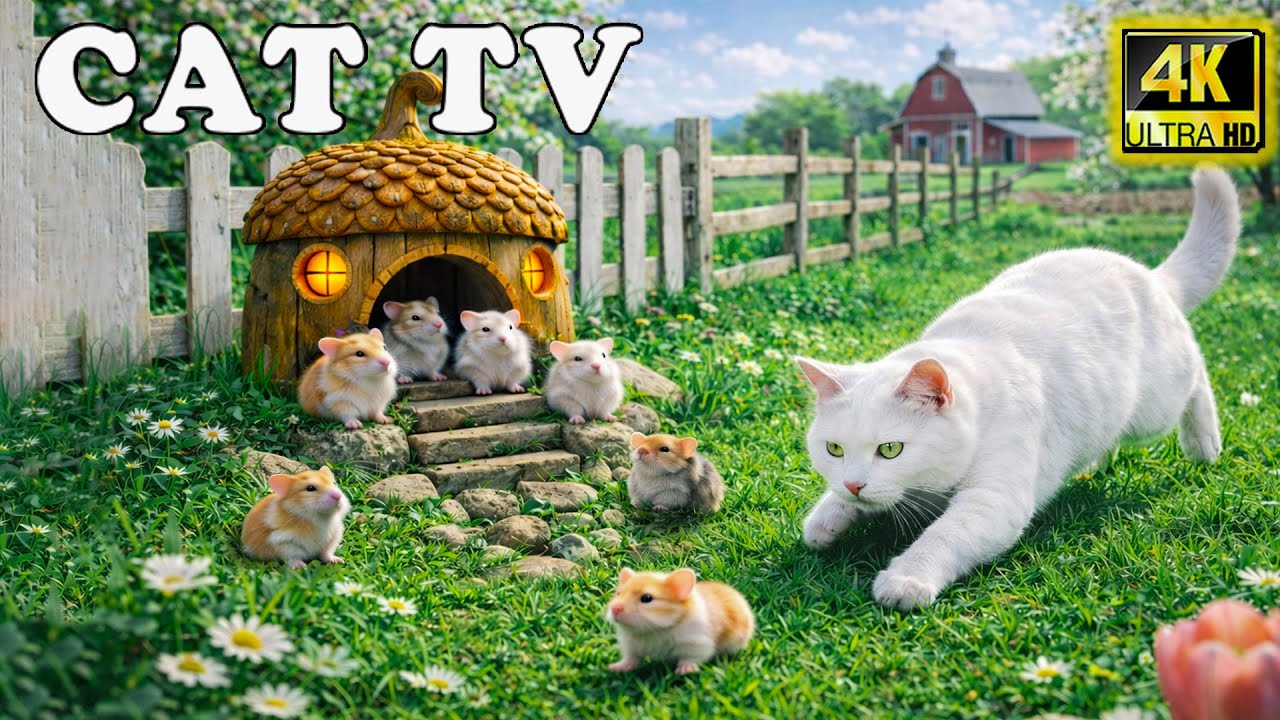 Cat TV Mouse Game 🐭 Realistic Mice Exploring a Natural Leaf Maze | Best Video for Cats | 4K HDR