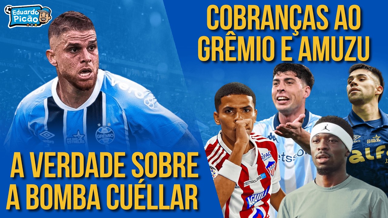 GRÊMIO AFASTA CUÉLLAR! A polêmica com ele. Cobranças de atrasos de pagamento. Amuzu e Aravena.