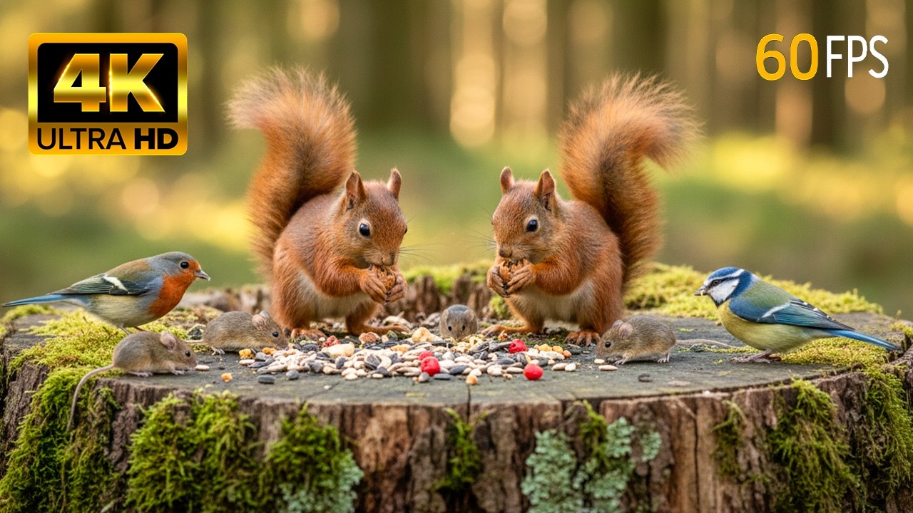 Birds for Cats to Watch: Relaxing Birds & Squirrels with Nature Sounds (No Music)