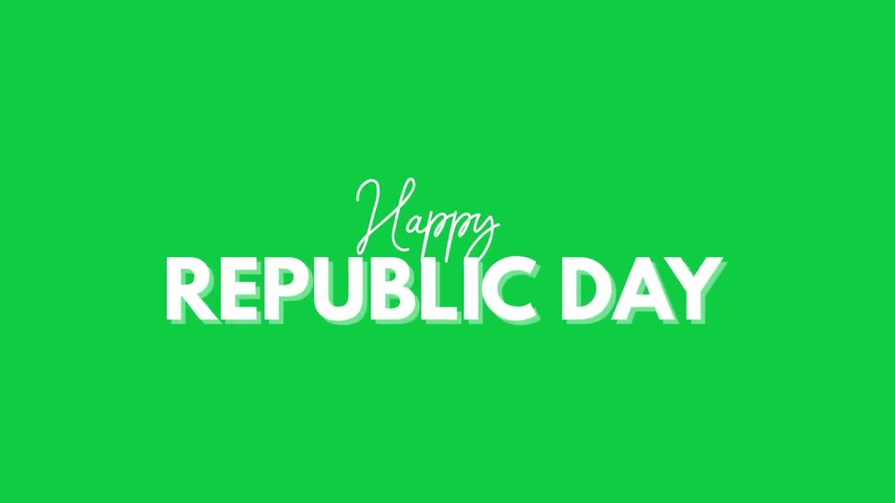 Happy Republic Day Tricolor Text on Blue Background | Animation | Green Screen