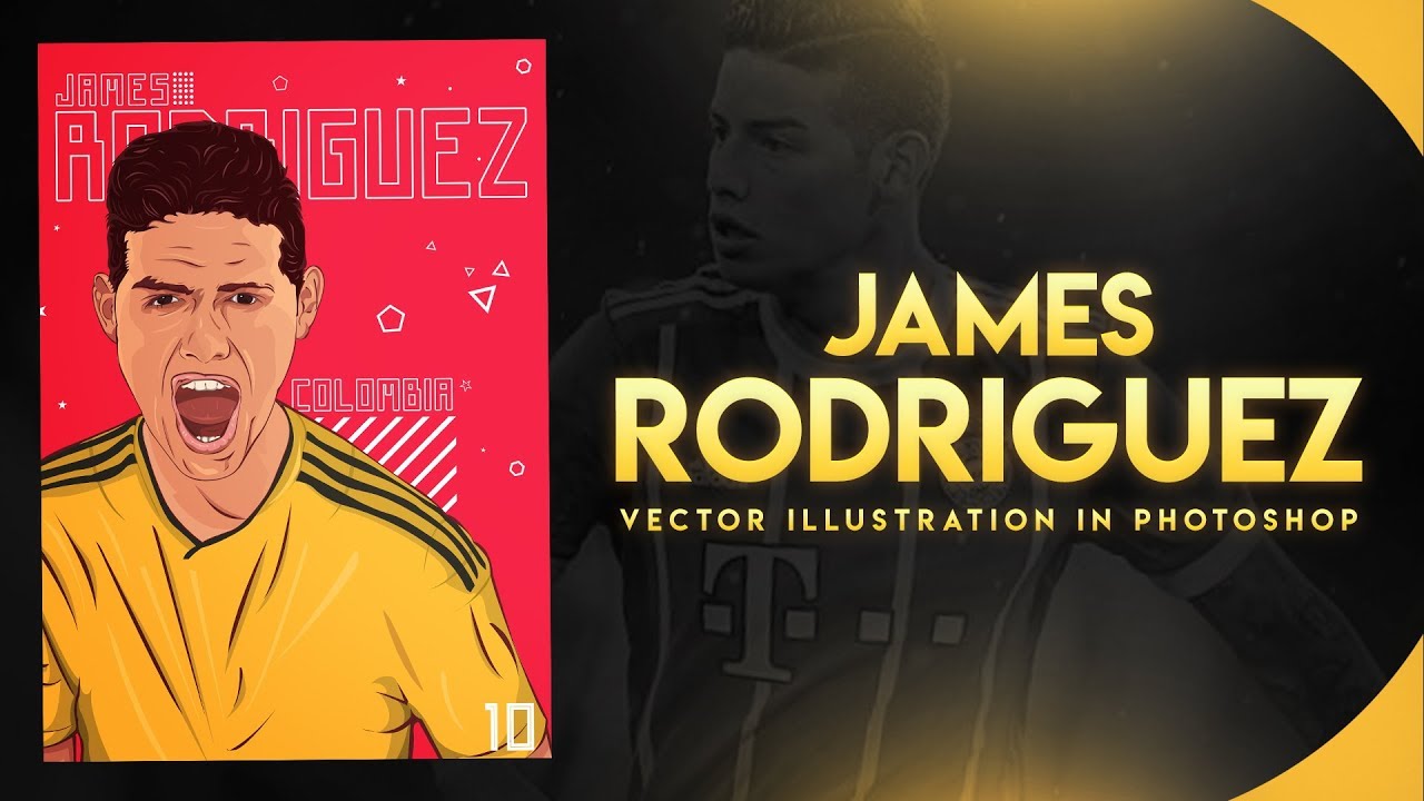 Photoshop- James Rodriguez Vector Illustration In Photoshop | Speed Art | GD Design