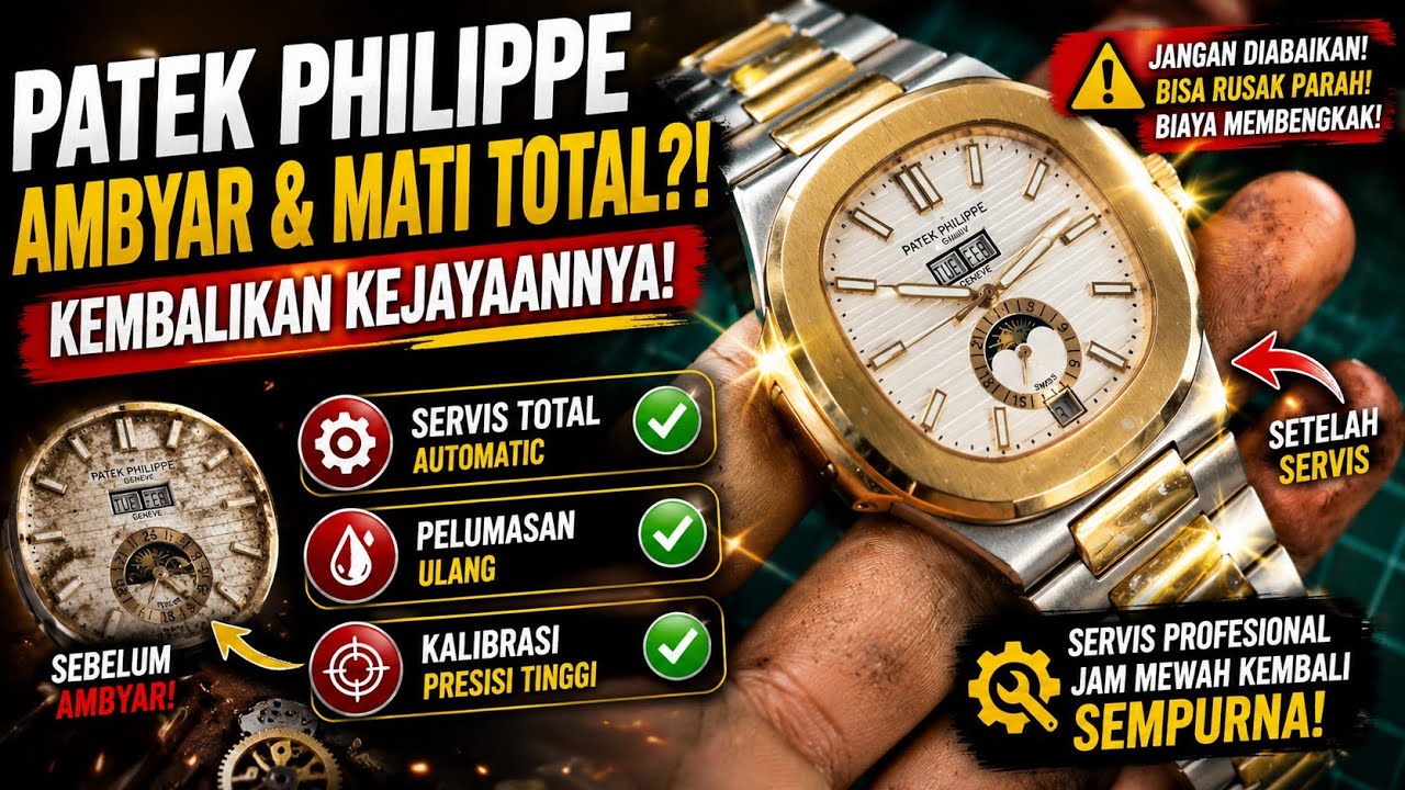 Perbaikan jam tangan automatik Patek Philippe ambyar habis jatuh mati total / servis jam otomatis
