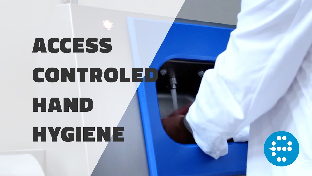 Hygienic entrance with acces controled hand and sole cleaning