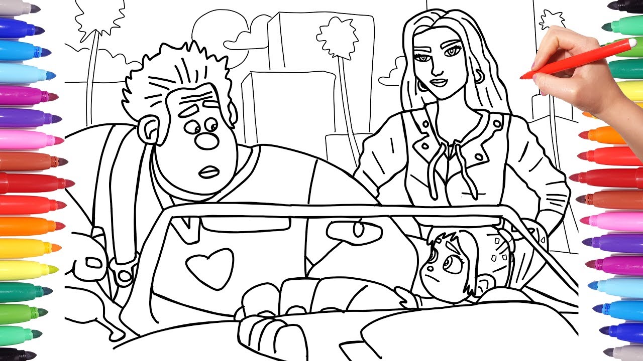 Ralph Breaks the Internet, Wreck-It Ralph 2 Coloring Pages for Kids, Ralph Venellope and Shank Car