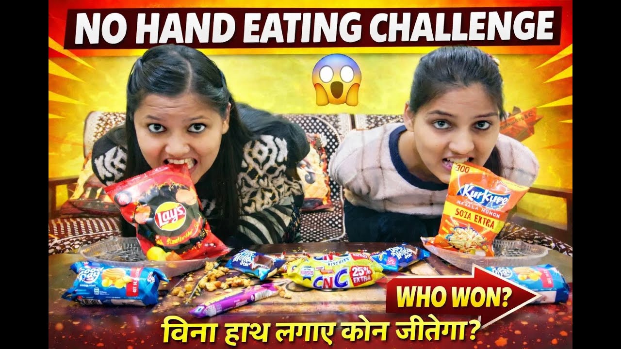 🙅‍♀️ No Hand Eating Challenge 🤯 | Without Hands Food Challenge with Sister #challenge