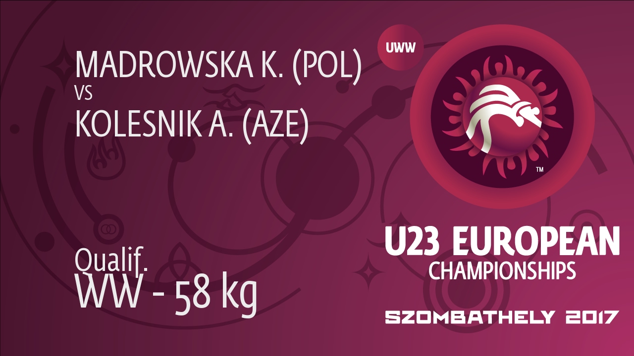 Qual. WW - 58 kg: A. KOLESNIK (AZE) df. K. MADROWSKA (POL) by TF, 10-0
