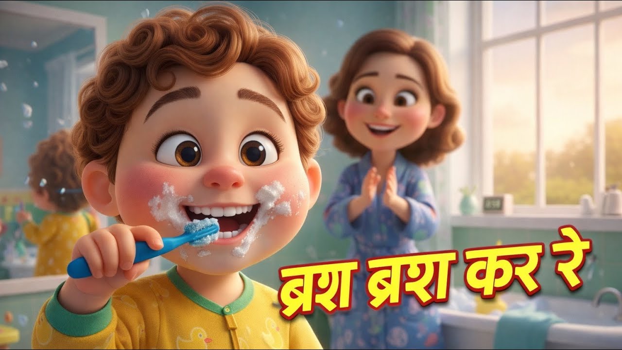 ब्रश ब्रश कर रे बाळा | (Brush brush kar re bala) | popular marathi rhyme | nursery rhyme | kids song